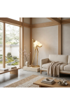 Lampa podłogowa WOMAN 180 cm – złota figura kobiety z białymi kloszami Step Into Design